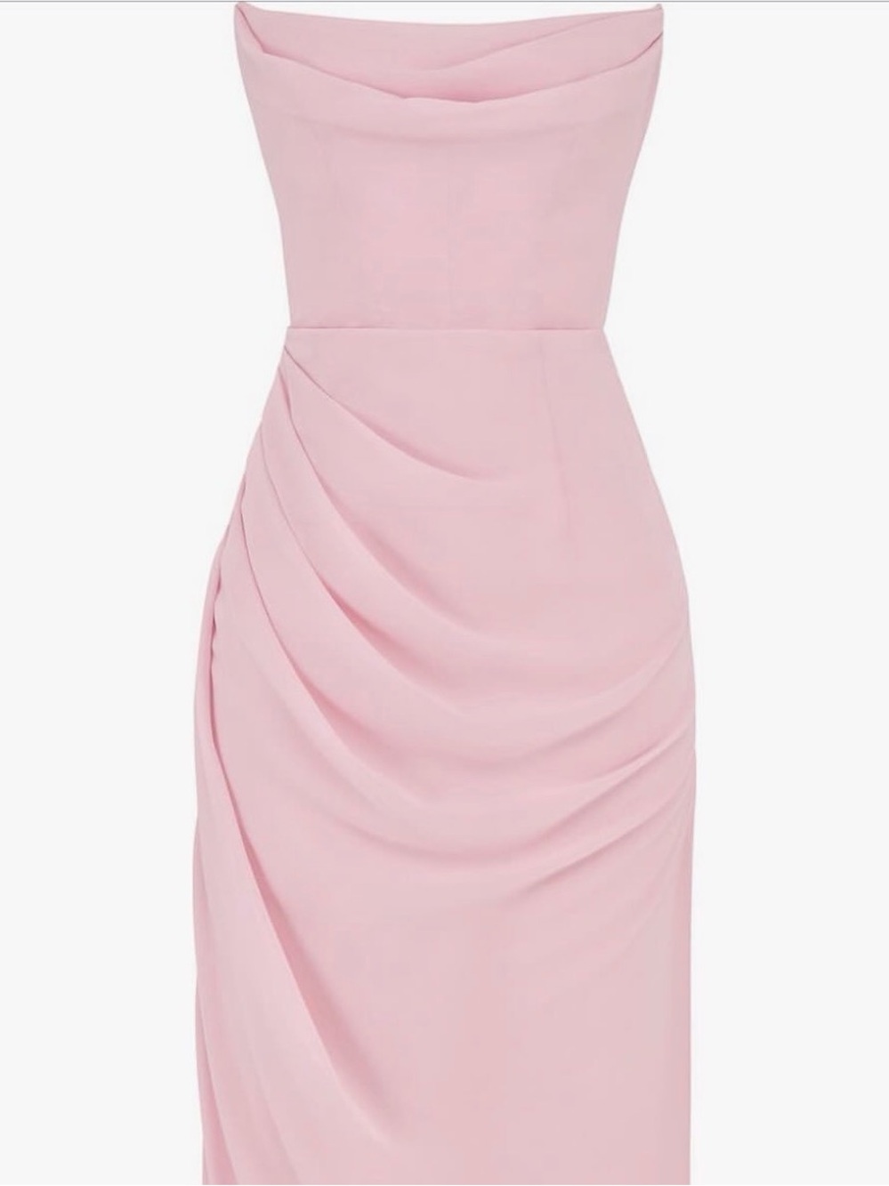 House of CB Blush Pink Strapless Draped Gown
